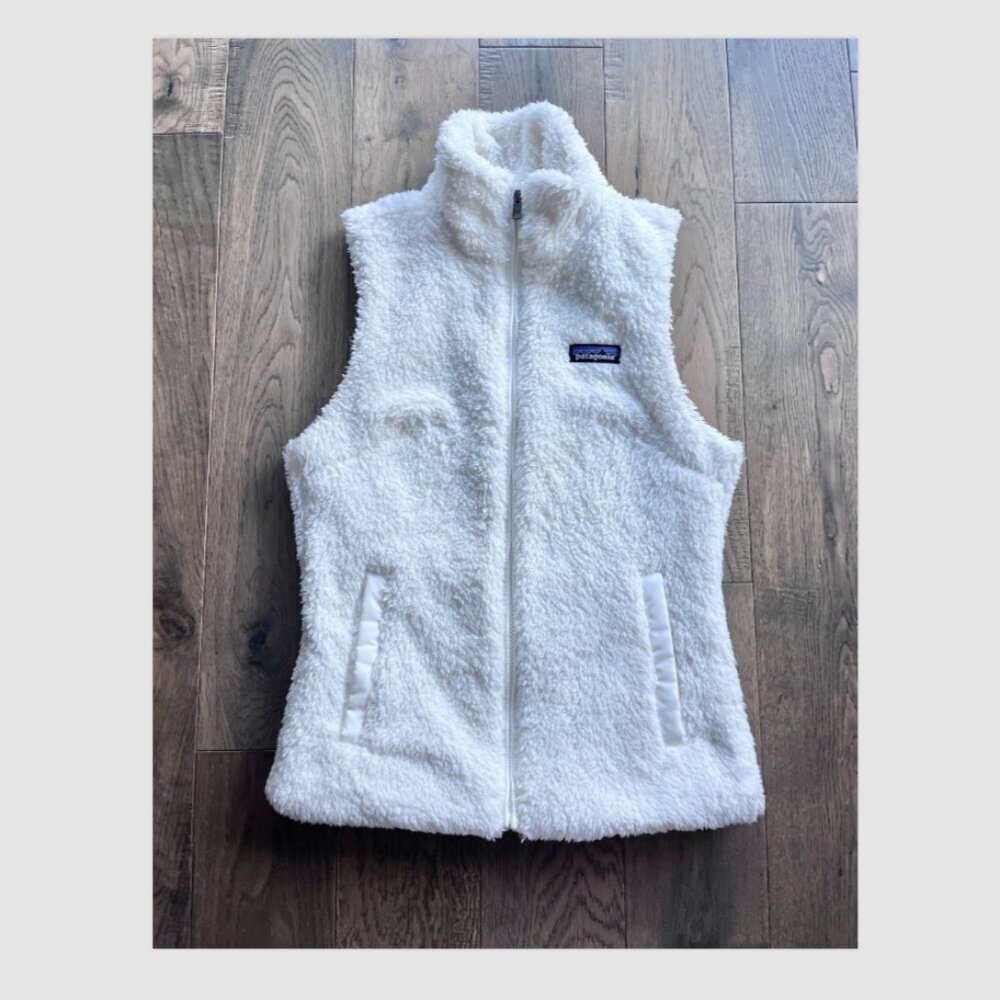 Patagonia Los Gatos Fleece Vest White Zip Front Sleeveless Jacket Womens Size XS